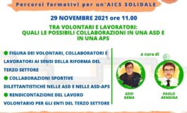 FORMAZIONE PER LE ASSOCIAZIONI AICS, PROSSIMO INCONTRO LUNEDì 29 NOVEMBRE