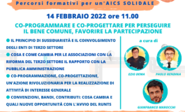 LUNEDÌ 14 FEBBRAIO, "CO-PROGRAMMARE E CO-PROGETTARE PER PERSEGUIRE IL BENE COMUNE, FAVORIRE LA PARTECIPAZIONE"