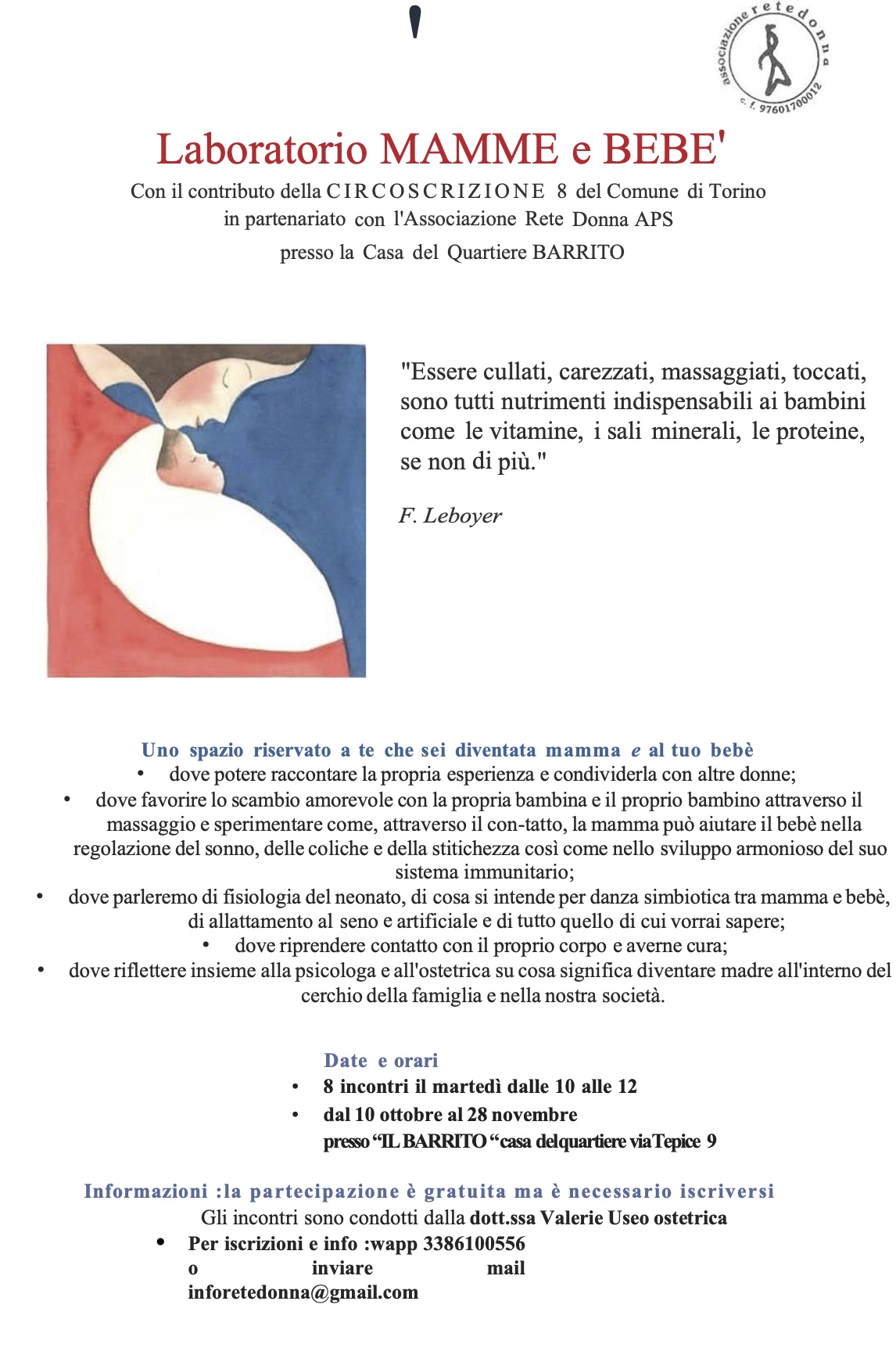 Laboratorio mamme e bebè – Associazione Rete Donna